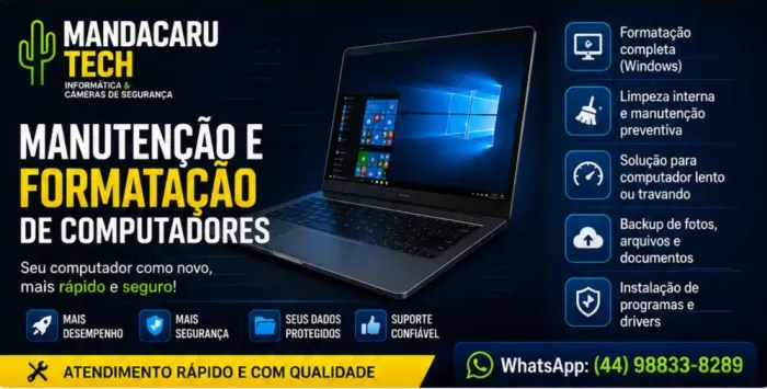 Formatação de PC e Notebook - Rápido e com Garantia em Maringá