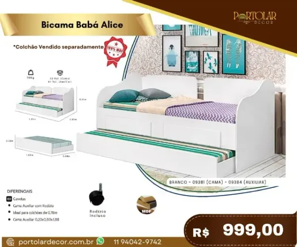 Bicama Babá Alice, a pronta entrega