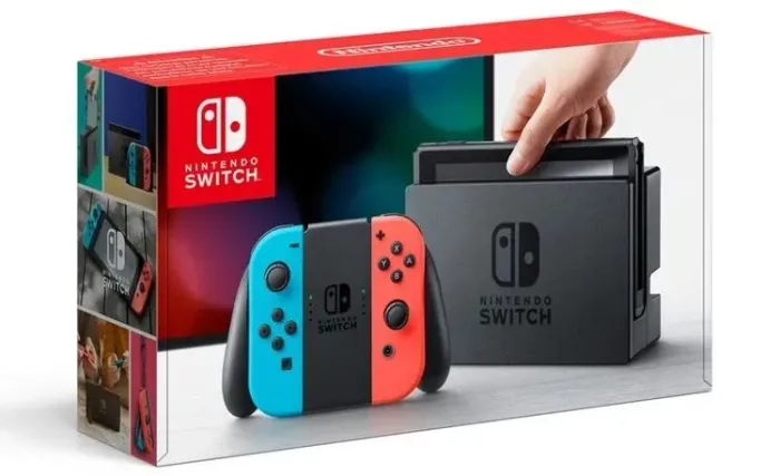 Nintendo Nintendo Switch Switch Standard cor vermelho-néon, azul-néon e preto