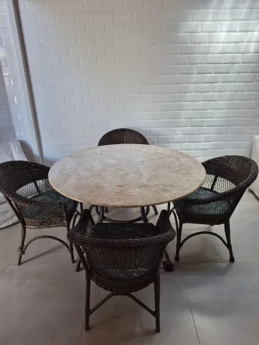 Mesa Marmore Bege Bahia 4 Cadeiras 