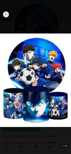 Kit painel redondo 1.5m mais 3 capas cilindros Festa Blue Lock