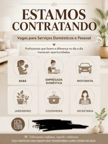 Vaga para trabalho doméstico