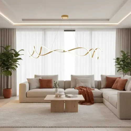 Lustre Pendente Dourado Moderno da Lumier