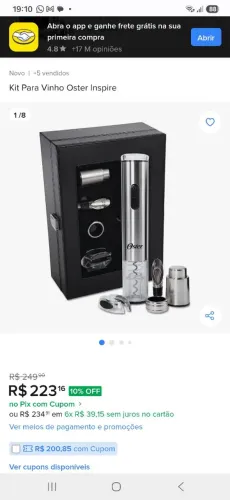 Kit para vinho Oster inox