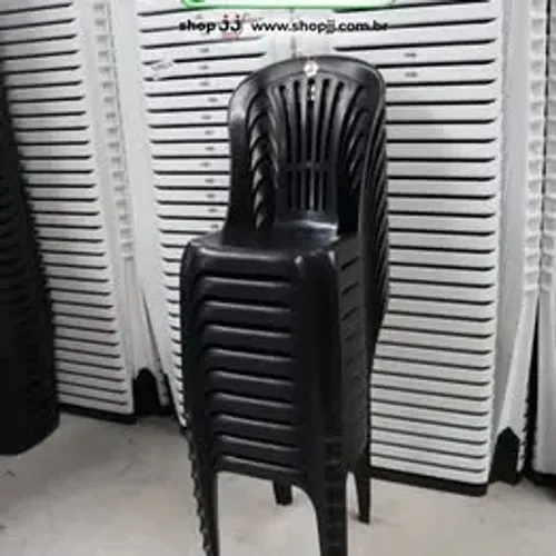 Conjunto de 10 cadeiras pretas de plástico baratas