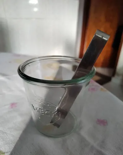 Balde de gelo de vidro e pegador em inox