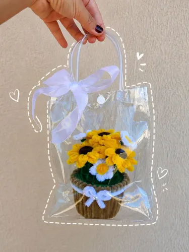 Vasinho de flor eterna / chinille