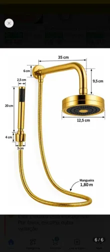 Chuveiro evo dourado a gás