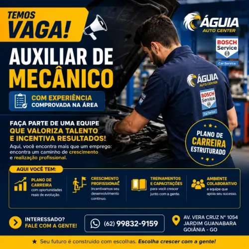 Vaga de emprego Auxiliar de mecânico