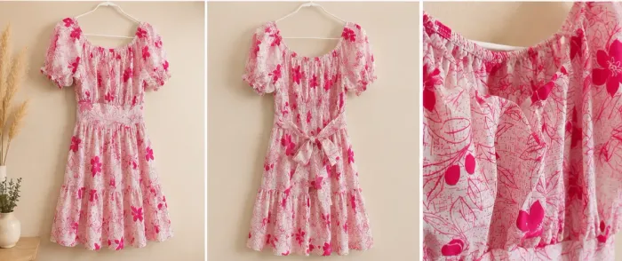 Vestido Floral Rosa Feminino Tam. M - Excelente Estado