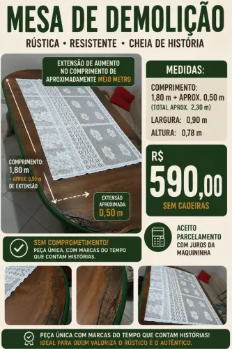 Mesa demolição 8 lugares