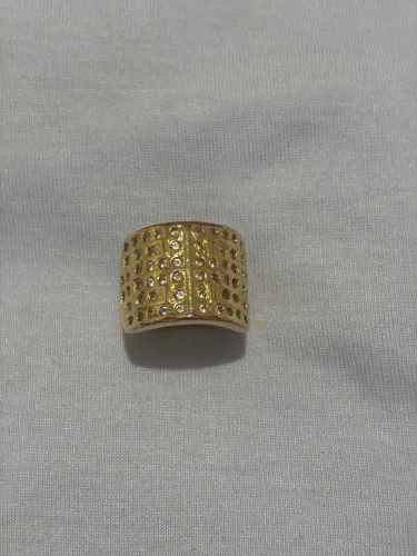Anel Rommanel Original Tamanho 19 Largo Cravejado Zircônia Ouro 18k 750