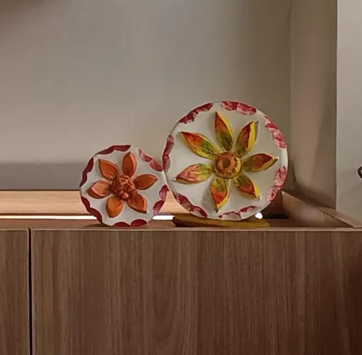 Par De Esculturas Florais Em Cerâmica - Mestre Luiz Galdino (Alto Do Moura)