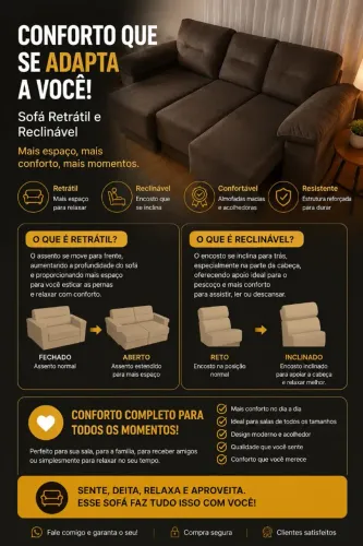 Sofá retrátil e reclinável