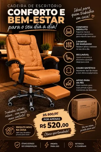 Cadeira Presidente Com 2 pontos de massagem nova 