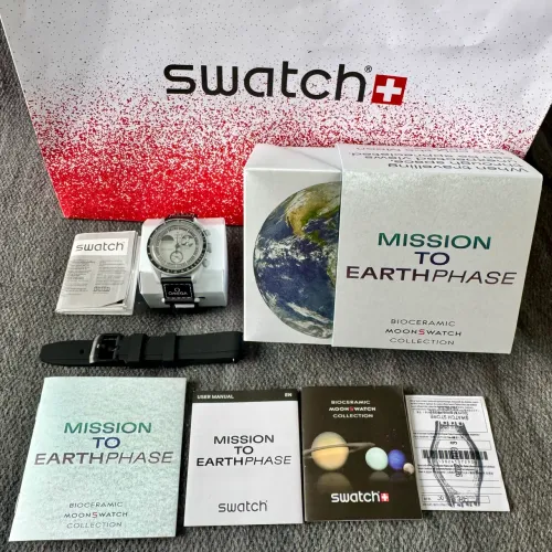 Relógio Omega x Swatch Moonswatch Mission EarthPhase (Novo 2 Anos Garantia)