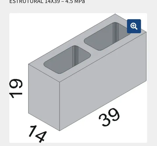 BLOCO DE CONCRETO ESTRUTURAL 14X39 - 4.5 MPa