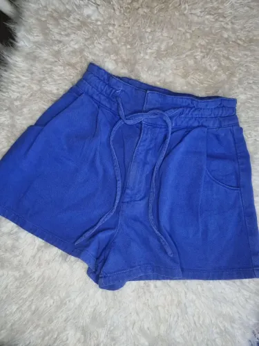 Short Azul cós alto