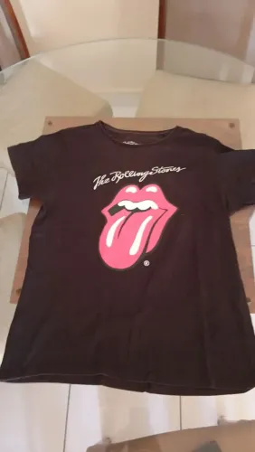 Camiseta Preta Estampada Tamanho GG