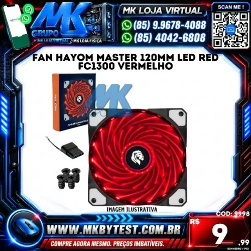 FAN Hayom Master 120mm LED RED FC1300 Vermelho