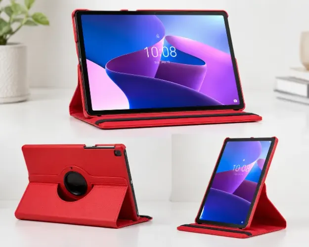 Capa Giratória para Tablet 10" Vermelha com Suporte Case Protetora