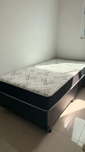 Cama de solteiro box com base e colchão