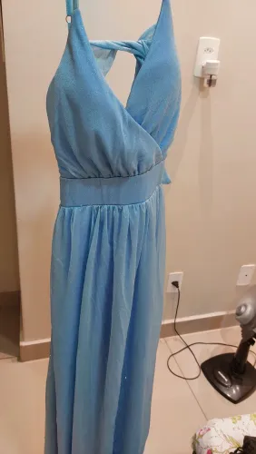 Vestido madrinha azul bebê.