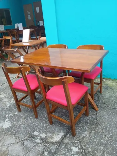 Mesa balneário 1, 20x70 com 4 cadeiras encosto anatômico acento estofado 