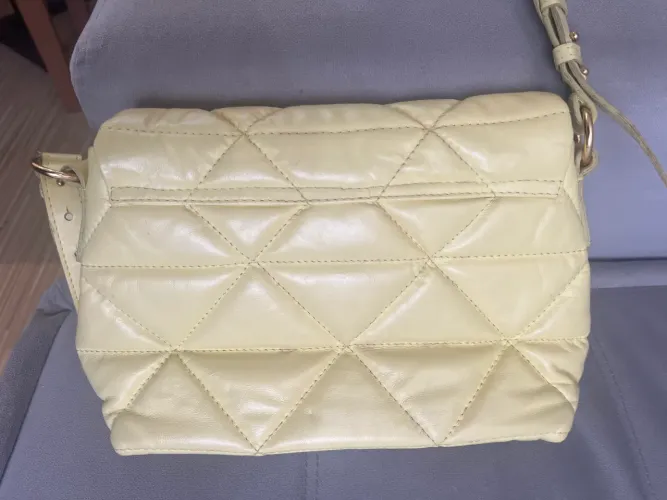 Bolsa Animale Couro Matelassê Amarela Original
