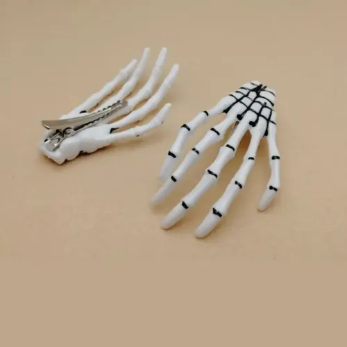 Par de presilhas de esqueleto halloween branco 