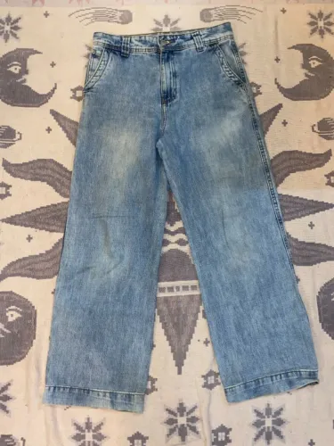 calça jeans blue steel feminina wide leg lavagem clara tam. 38