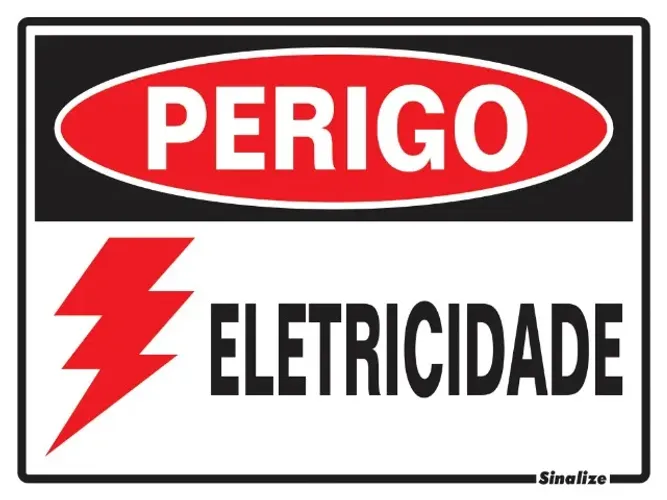 PLACA EM POLIESTIRENO 15X20CM - PERIGO ELETRICIDADE