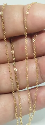 Colar elos coração ouro 18k, 47cm