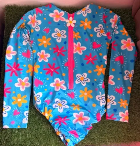 maio floral com ziper e manga longa infantil