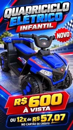 ? Quadriciclo Elétrico Infantil Azul - NOVO | R$ 600 à vista ou 12x no cartão
