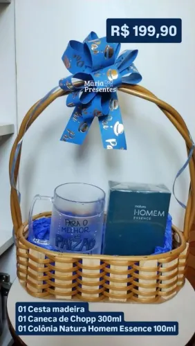 Cesta Dia dos Pais com Caneca e Perfume Natura Homem 