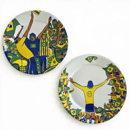 Kit 2 Pratos Decor. Coleção Spoleto - Serie Nação de Craques