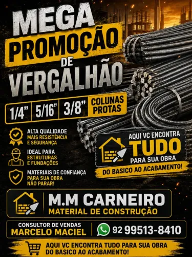 Mega promoção de vergalhão e Colunas prontas