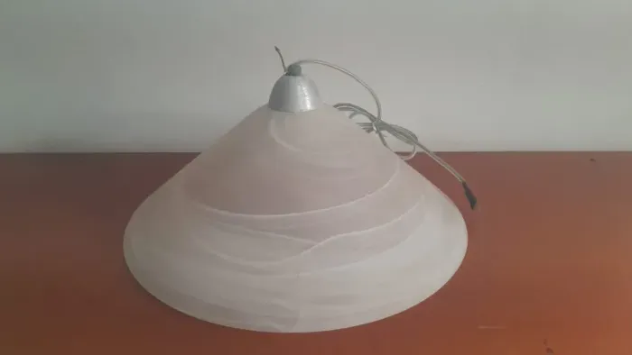 Lustre Pendente Vidro Fosco Alabastro Cone 40cm Soquete E27