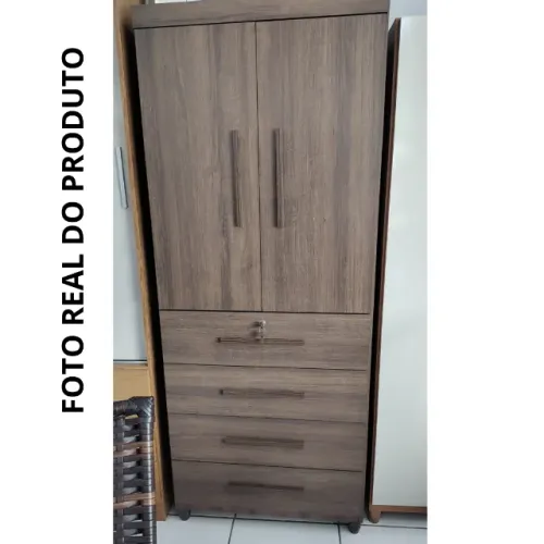 Guarda roupa de solteiro Maia com 2 portas e 4 gavetas