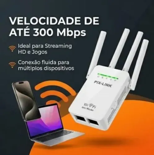 Repetidor Wi-fi Pix-link 2800m 4 Antenas Sinal Potente
