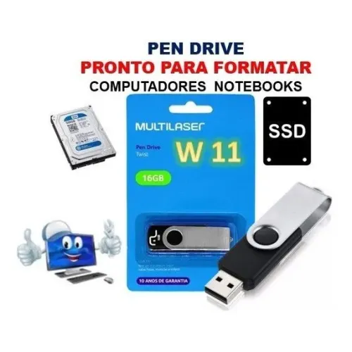 PENDRIVER PARA INSTALAÇÃO DO W.11 EM PC E NOTEBOOK 