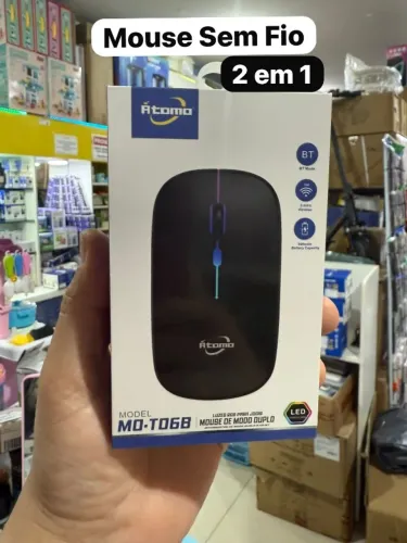 Mouse Wireless Recarregável RGB 2.4GHz + Bluetooth