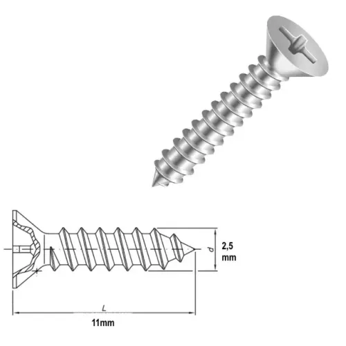 Kit 8 Parafusos Cabeça Chata Escareada Philips - M2,5x11mm (NOVO)