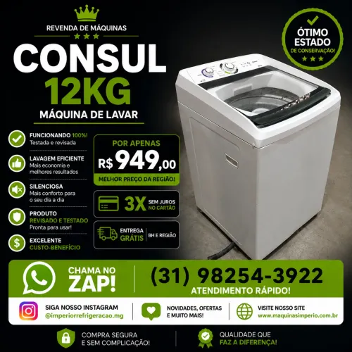 Máquina de Lavar Consul 12kg - Funcionando 100%