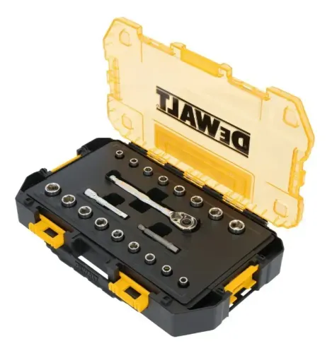 Jogo de Chave CANHAO, SOQUETE, CATRACA Dewalt Dwmt45413 1/4 Cromada 6,3mm 20 PEÇAS