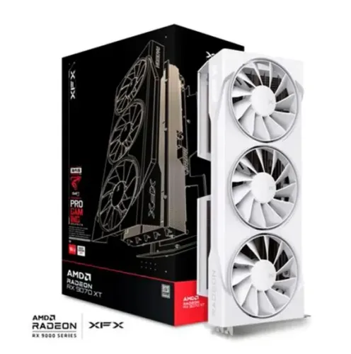Placa de Vídeo XFX Swift RX 9070 XT WHITE TRIPLE FAN GAMING EDITION