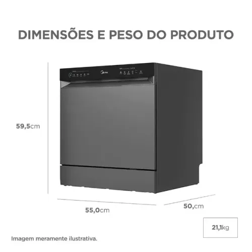 Lava-Louças 8 Serviços Midea Touch nova nota fiscal Plus Painel Full Touch Função