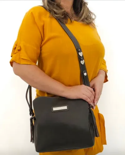 Bolsa Transversal Feminina Couro Legítimo Anandra Cor Café 