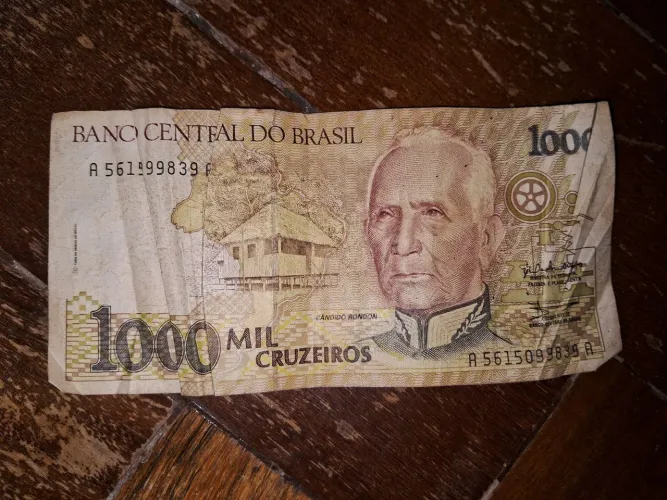 Cédula Usada de 1000 Cruzeiros com a Efígie de Cândido Rondon